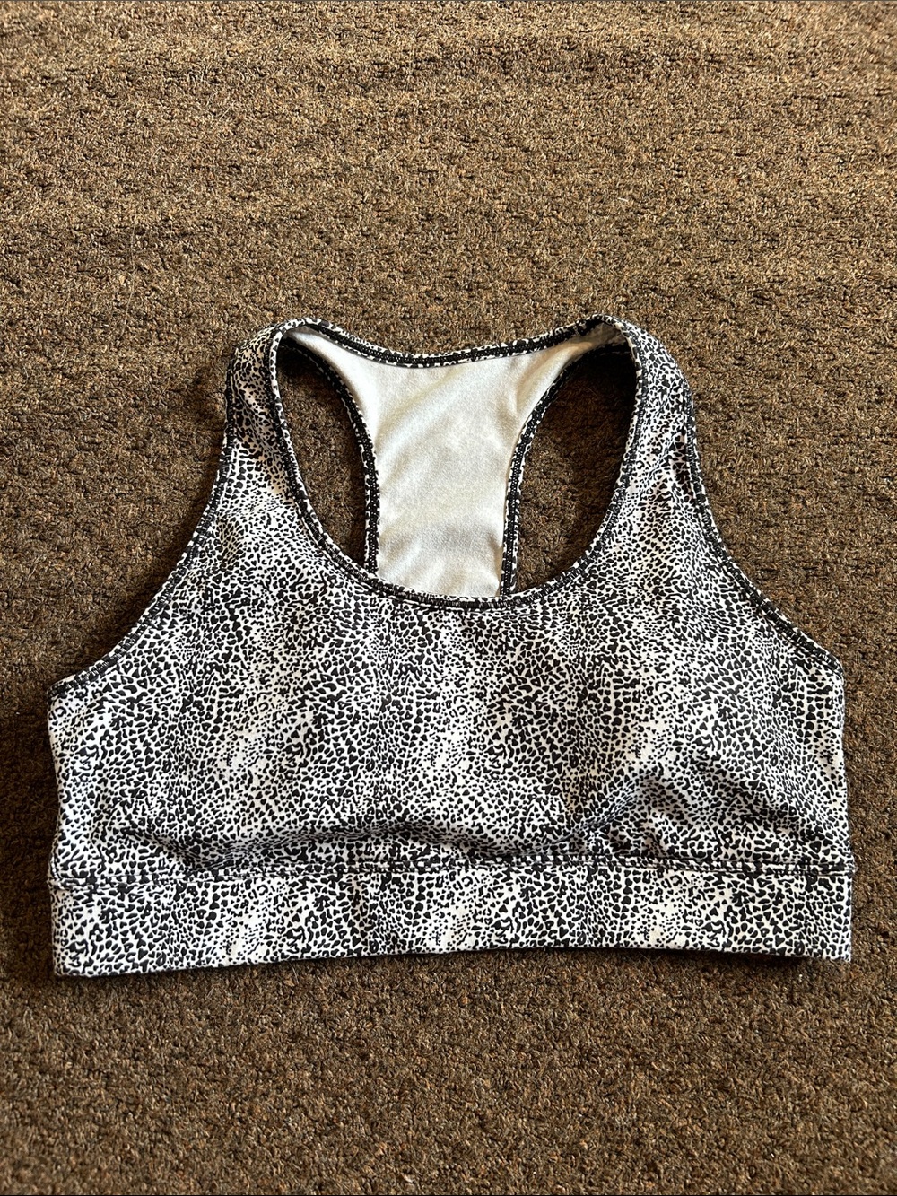 Speckled Black and White Racerback Sports Bra
